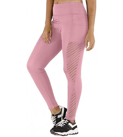Bras Women's High Rise Workout Leggings - High Waisted Yoga & Fitness Athletic Compression Pants - Pink - CB196OSY3HE $10.82