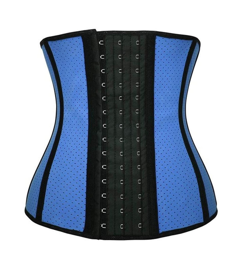 Bustiers & Corsets Men and Women Corsets Waist Training Sports Weight Loss Multi-Breasted Belt Rubber Shapewear (Blue Size M)...