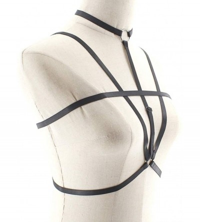 Bras Women Harness Elastic Cupless Cage Bra Hollow Out Strappy Crop Top - 161029 - C01827XHTQQ $9.08
