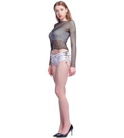 Baby Dolls & Chemises Women Lingerie Bodysuit Bodystockings Long Sleeve Sleepwear Babydoll Dress - Black - CW18IEKIH24 $8.59