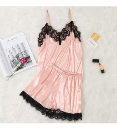 Baby Dolls & Chemises Women Lace Sexy Passion Lingerie Babydoll Nightwear 2PC Set - Pink - C818XSRHCG3 $10.39
