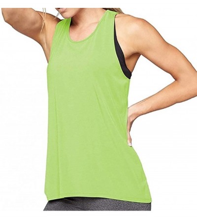Bras Women Yoga Tank Tops Solid Color Sleeveless O-Neck Training Sport Quick Dry Casual Loose Vest - Green - CC1965ID7S6 $29.95