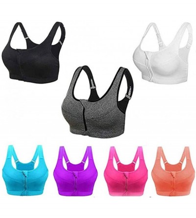 Accessories (2 pcs) Women's Sport Yoga Tops Bra Running Wire Free Front Zipper Fitness Sports Shirts - Purple - CD198SK7WS2 $...