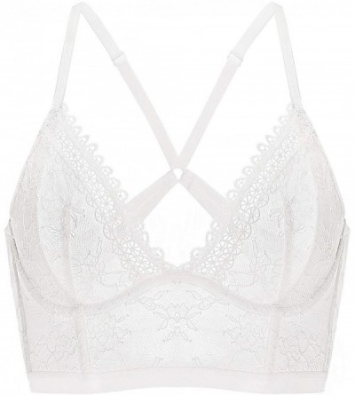 Bras Women's Lace Bralette See Through Sexy Sheer Plunge Unlined Underwire Bra - Ivory_mesh - CF18N96CNSO $13.68