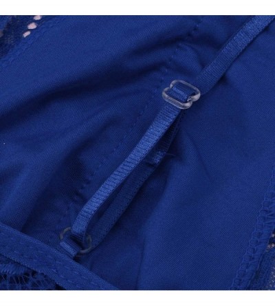 Bras Lace Deep V Bralette Women Plus Size Vest Crop Wireless Bra Babydoll Sexy V-Neck Underwear Camisole - Blue - CH194Z35DZ5...