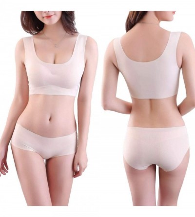 Bras Plus Size Ice Silk Comfort Bra for Women Sleep Leisure Sports Yoga - Pink+color - CJ190EAR7WM $18.89