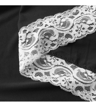 Baby Dolls & Chemises Women Sexy Lace Lingerie V-Neck Nightdress Backless Underwear Sleepwear Pajamas - Black - C6196U5KM49 $...
