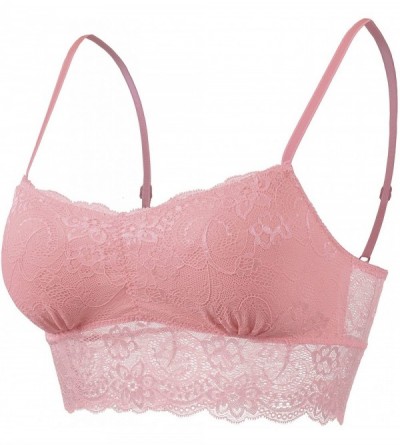 Bras Womens Solid Sexy Lightweight Sheer Floral Lace Bralette Top - Doubldowa355_dusty_pink - CP189A7CKQO $27.86