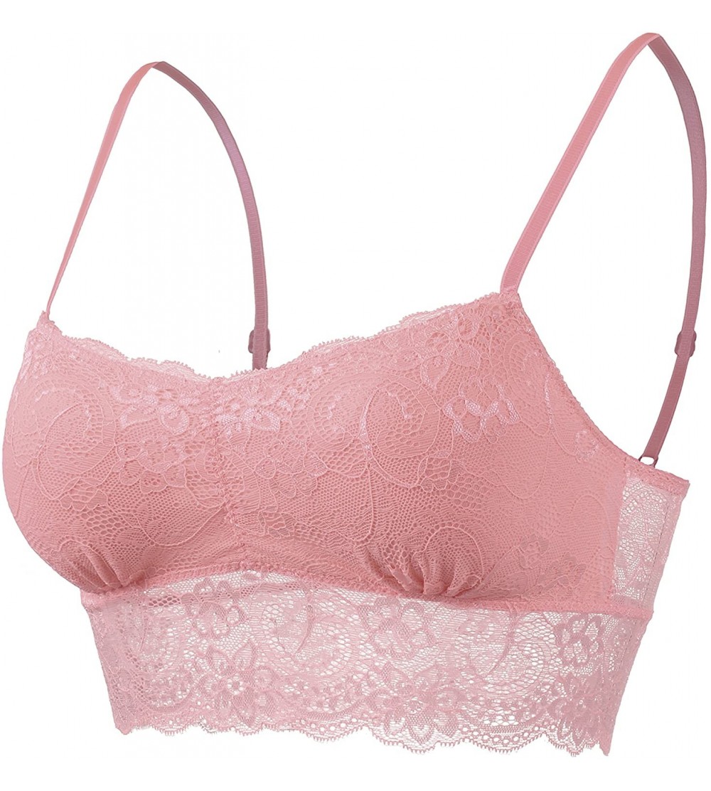 Bras Womens Solid Sexy Lightweight Sheer Floral Lace Bralette Top - Doubldowa355_dusty_pink - CP189A7CKQO $16.17