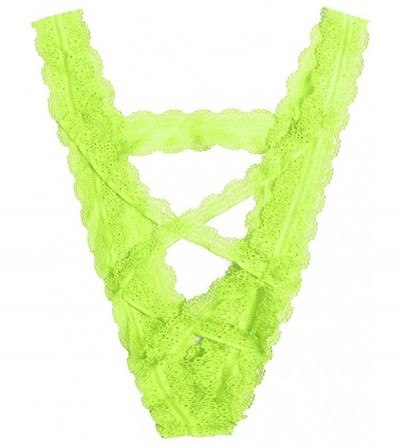Bustiers & Corsets Women's Lace Flowers Low Waist Underwear Panties G-String Lingerie Thongs - Green - CA18WI7SZME $22.71