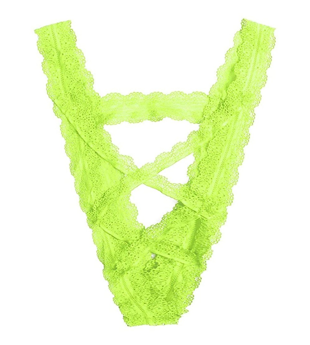 Bustiers & Corsets Women's Lace Flowers Low Waist Underwear Panties G-String Lingerie Thongs - Green - CA18WI7SZME $14.75