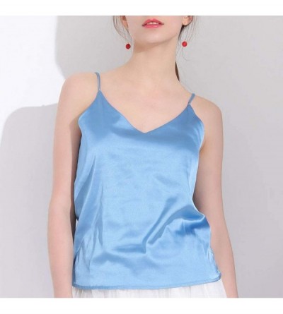 Baby Dolls & Chemises Satin Pajamas New Sexy Fashion Silk Sling Lingerie Underwear Sleepwear M-XXL - Blue - CM190L0S4A7 $31.58