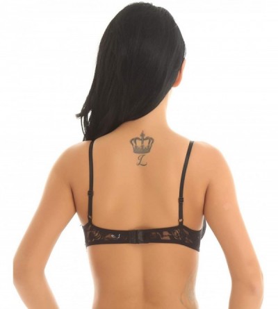 Bras Women's Lingerie Lace Floral Sheer Nipple Bralette Top Wire-Free No Pad Bra Underwear - Black - C418SM3EQSL $18.25