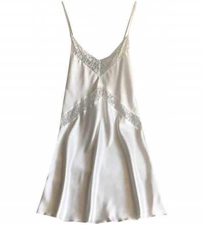 Bustiers & Corsets Women Fashion Lace Nightgown Strap Nightdress Babydoll Sleepwear Sexy Lingerie - White - CF18S4IXDYG $17.04