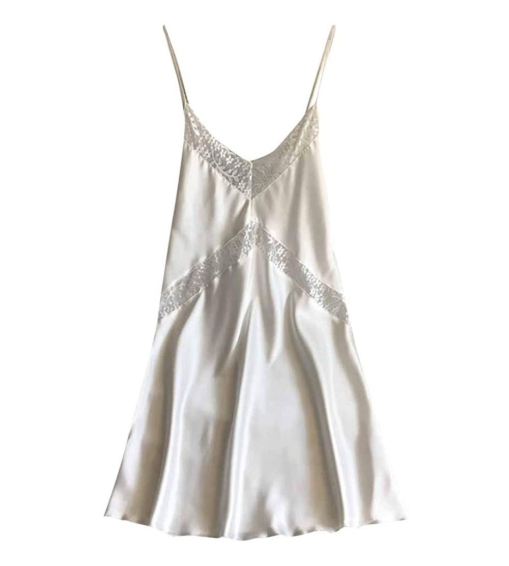 Bustiers & Corsets Women Fashion Lace Nightgown Strap Nightdress Babydoll Sleepwear Sexy Lingerie - White - CF18S4IXDYG $17.04