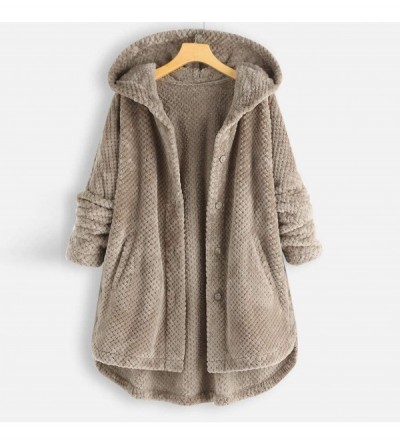 Bustiers & Corsets Fashion Women Button Coat Fluffy Tail Tops Hooded Pullover Loose Sweater with Pocket - Gray - CH192E37UYT ...