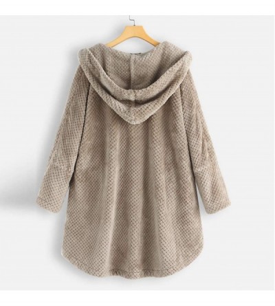 Bustiers & Corsets Fashion Women Button Coat Fluffy Tail Tops Hooded Pullover Loose Sweater with Pocket - Gray - CH192E37UYT ...