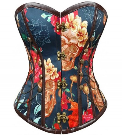 Bustiers & Corsets Women's Overbust Corset Top Steampunk Bustiers with Chain - C418LYUG6ML $74.92