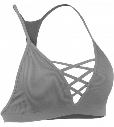 Bras Womens Solid Sexy Lightweight Sheer Floral Lace Bralette Top - Doubldowa559-charcoal - CO180C0295X $32.15