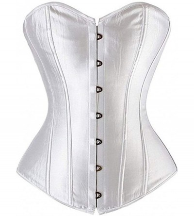 Bustiers & Corsets Women's Sexy Steampunk Bustier Gothic Faux Leather Boned Corset - White - CH18LULSQ6A $22.82