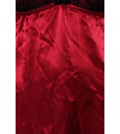 Baby Dolls & Chemises Womens Satin Lace Babydoll Red S - CP186G32IO2 $13.04