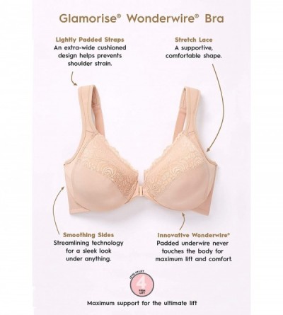 Bras Women's Plus Size Wonderwire Front-Close Underwire Bra - 36 C Cafe - C811JUU011B $32.87