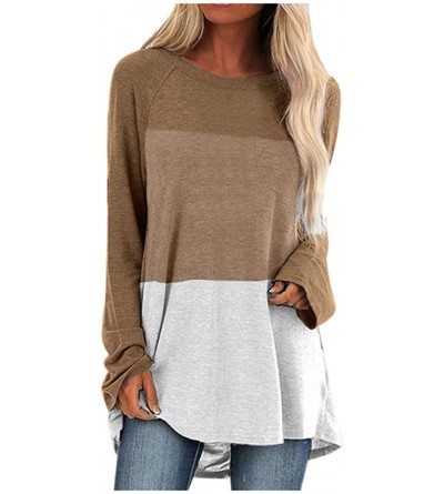 Baby Dolls & Chemises Color Block Long Sleeve Shirts for Women-Casual Round Neck Tops-Loose Fit Soft Pullover Sweatshirts Tun...