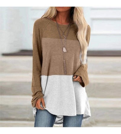 Baby Dolls & Chemises Color Block Long Sleeve Shirts for Women-Casual Round Neck Tops-Loose Fit Soft Pullover Sweatshirts Tun...