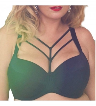 Bras Black Harness Strap Bra cage Bra with Straps and Underwire Lightly Padded - C5187DK4A5X $39.79