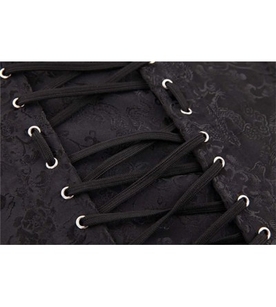 Bustiers & Corsets Women Plus Size Lace up Corset Underbust G-String Top Corset Steel Boned-C673 - Black - C8190ORHXXE $30.85