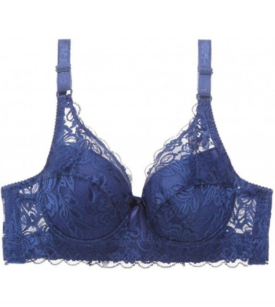 Bras Lace Everyday Bra Women's Lace Embroidered Full Coverage Daily Bras Sexy Wire Free Shaping Underwear - Blue - C219DNSS7A...