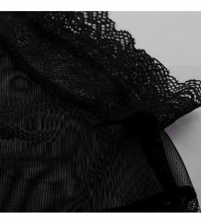 Bustiers & Corsets Open Back Hollow Pajamas Women Lace Underwear Thongs Jumpsuit Bodysuit Lingerie - Black - C2196U2S3U7 $12.72