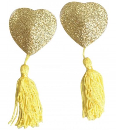 Accessories Reusable Flower Silicone Pasties Bra Sexy Breast Petals with Tassel - Shiny-gold - C3190HQW9Z7 $13.78