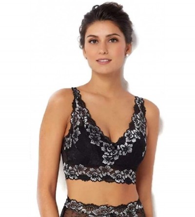 Bras Soft Stretch Lacy Bra with Adjustable Straps and Removable Pads - Black W/White - CC18ZKAK4RE $39.70