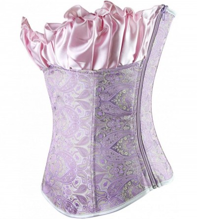 Bustiers & Corsets Women' Lace Up Boned Bustier Renaissance Top Wedding Bridal Corset - Purple - CD11MVPWHWN $24.19