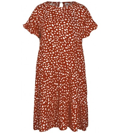 Bras Women's Mini Shirt Dress Solid Mesh Panel Bell Cocktail Party Dress Beach Sundress - Orange(cotton) - CO19728NKH8 $22.91