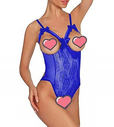 Baby Dolls & Chemises Women Sexy Lingerie One Piece Teddy Babydoll Bodysuit Open Back Nightie Sleepwear - Blue - C418AE4UYCH ...