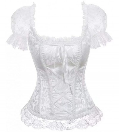 Bustiers & Corsets Corsets for Women Overbust Bustier Top Gothic Sexy Shoulder with Straps - 8108white - CA18SYSLQII $19.65