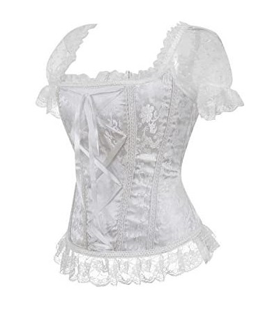 Bustiers & Corsets Corsets for Women Overbust Bustier Top Gothic Sexy Shoulder with Straps - 8108white - CA18SYSLQII $19.65
