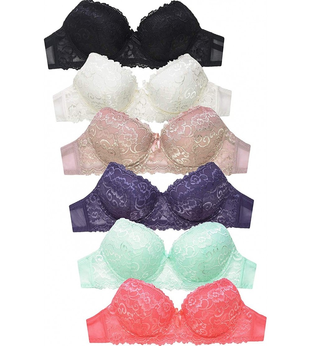 Bras Womens Plain Lace Bras (Pack of 6) - Various Styles - 4289l1 - CF18OW64NR7 $34.24