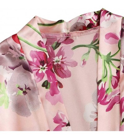 Accessories Women's Short Kimono Robes Floral Sexy Silk Nightdress Pajamas Sleepwear Underwear - Pink - CZ19842O29T $17.20