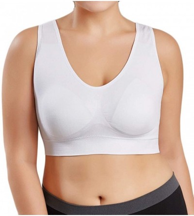 Bras Women Comfort Pure Color Plus Size Bra Seamless Sports Bra -S-6XL - White - CL19DWLT4YT $13.49
