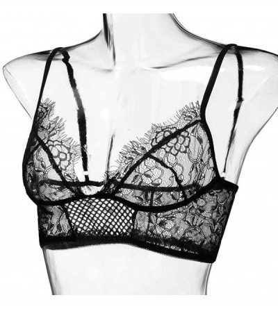 Bras Women Vest Crop Lace Wire Free Bra Lingerie Sexy V-Neck Underwear Camisole S-3XL - Black - CB18XXX046R $10.68
