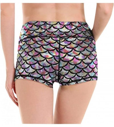 Bustiers & Corsets Fashion Women's Printing Mid Waist Slim Fish Scale Running Yoga Shorts - CH199HSTQ6D $13.70
