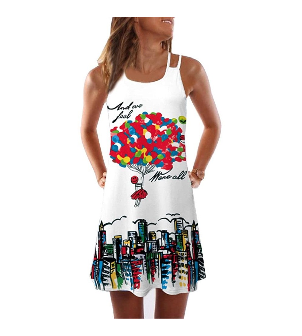 Bras Women's 3D Mini Tank Dress Shirt Dress Beach Party Sundress - White-13 - CJ18REOSAL3 $14.81
