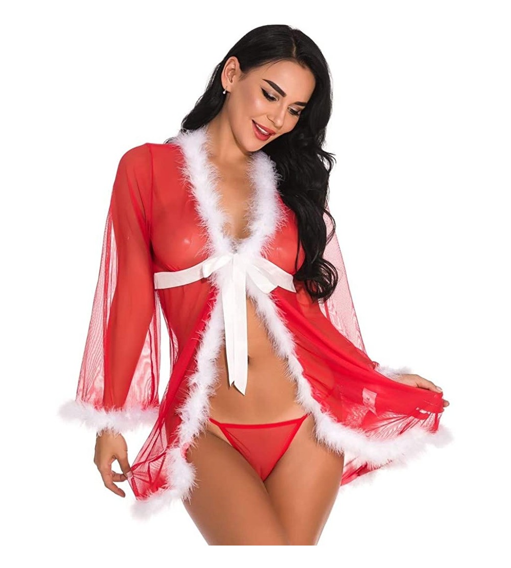 Baby Dolls & Chemises Christmas Sexy Lingerie for Women Underwear Braces Red Uniform Temptation Babydoll Nightdress Valentine...