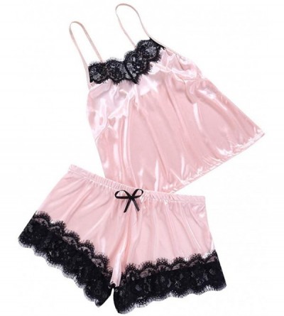 Baby Dolls & Chemises Women Chemise Lingerie Sexy Nightie Full Slips Lace Babydoll Sleepwear Dress - Pink - CA18UZGG69O $25.82