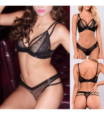 Accessories Sexy Lingerie for Women 2 Piece Bra and Panty Sets Lace Babydoll Bodysuit - Black - CW18ATCWKGW $10.35