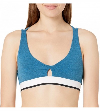 Bras Women's Cotton Strappy Back Light Support Bralette (for A-C cups) - Heather Blue - CE12O9WN7AH $17.51