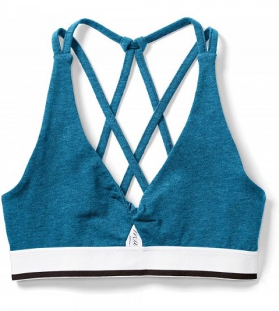 Bras Women's Cotton Strappy Back Light Support Bralette (for A-C cups) - Heather Blue - CE12O9WN7AH $17.51